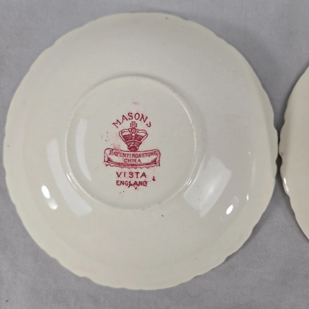 2 Mason's Patent Ironstone China Red Pattern Vista England 5